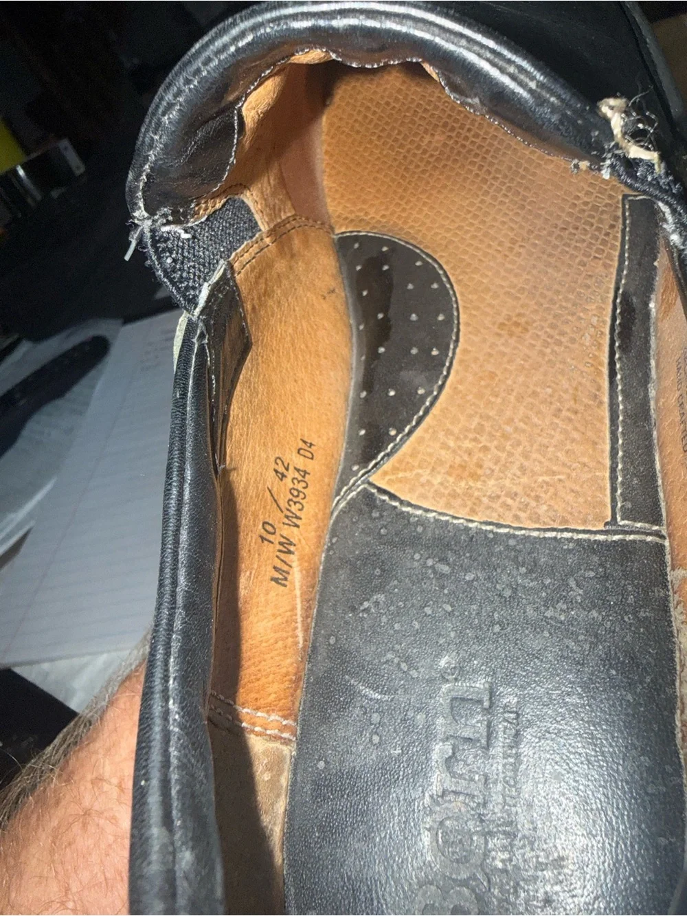 Florsheim Black Leather Slip-On Loafers with Contrast Stitching